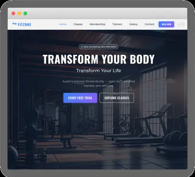 FitZone Gym – Modern Fitness Landing Page