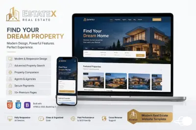 موقع عقارات متكامل بتصميم عصري واحترافي | EstateX
