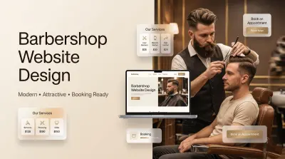 تصميم موقع احترافي لمحلات الحلاقة (Barbershop Website UI) بتصميمات عصرية وجذابة