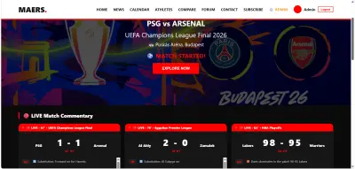 Sports News Website باستخدام HTML, CSS & JavaScript
