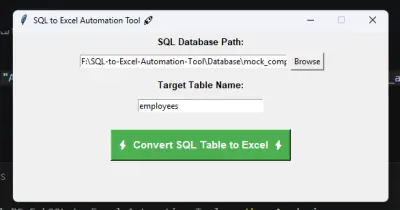 صورة العمل أداة أتمتة متكاملة لتحويل قواعد البيانات SQL إلى ملفات إكسيل تفاعلية بالبايثون