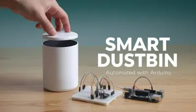 صورة العمل نظام سلة المهملات الذكية ذاتية التشغيل باستخدام Arduino