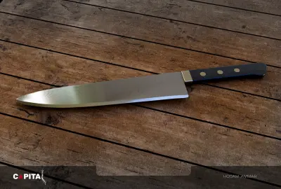 تصميم ثلاثي الأبعاد لسكين طاهٍ احترافي واقعية عالية