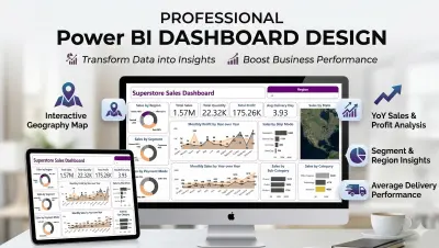 تصميم لوحة بيانات تفاعلية (Power BI) لتحليل مبيعات التجزئة ونمو الأرباح.