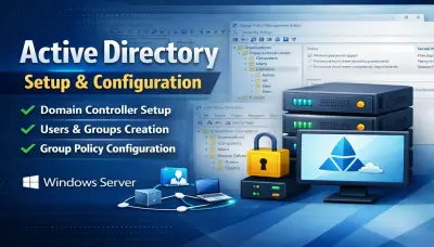 سأقوم بإعداد وتكوين Active Directory و Domain Controller على Windows Server