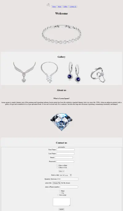 مشروع موقع إلكتروني لعرض المجوهرات