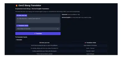 مترجم الذكاء الاصطناعي للغة الجيل "Z": تحويل المصطلحات العامية إلى لغة مهنية رسمية (Gen-Z Slang to Corporate Translator)