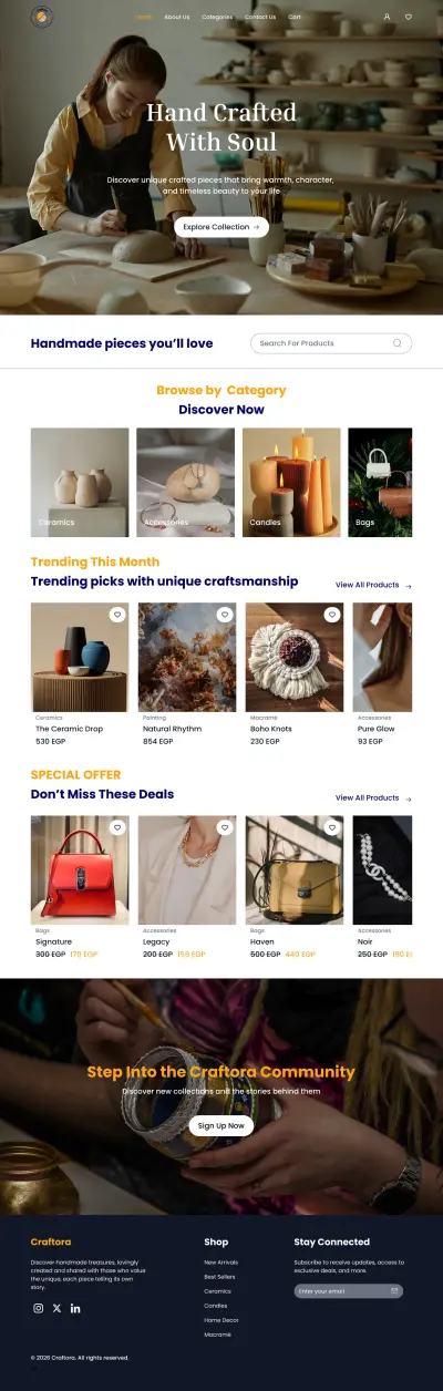 متجر/ موقع  الكتروني لبيع صناعات اليداويه الفاخره والمميزه