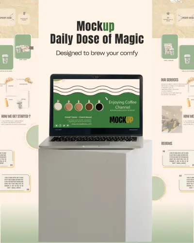 تصميم صفحة هبوط (Landing Page) إبداعية لمقهى - دمج الهوية البصرية والملمس الواقعي