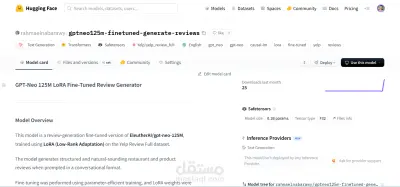GPT Neo Fine tuning for reviews generation