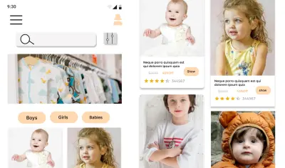 تصميم تطبيق e-commerce لملابس الأطفال