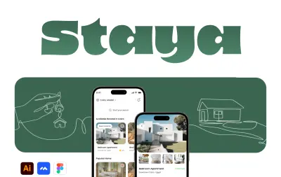 تصميم واجهة تطبيق تأجير محلي_Staya mobile app