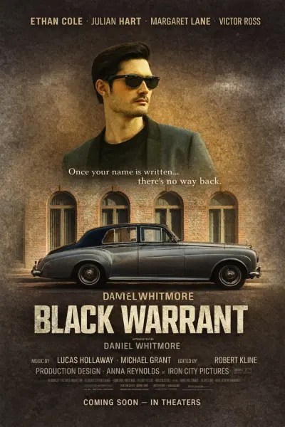 تصميم بوستر فيلم سينمائي احترافي (Black Warrant) - دمج رقمي