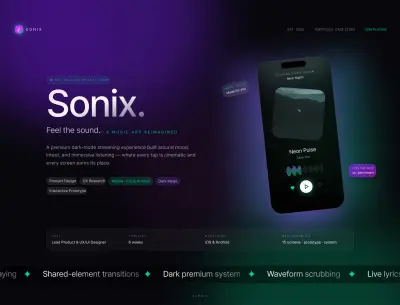 SONIX – Music Streaming App UX/UI Case Study