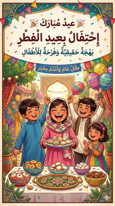 تصميم كروت وملصقات معايدة بسيطة راقيةلعيد الفطر