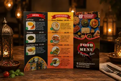 صورة العمل منيو بروشور trifold menu brochure
