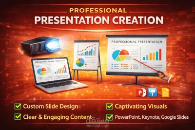 تصميم عرض تقديمي احترافي (PowerPoint) بتصميم عصري وجذاب