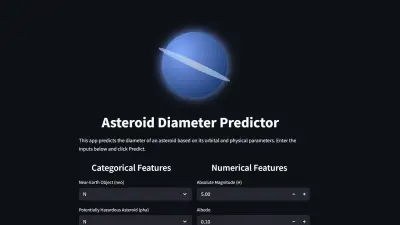 تطوير نظام ذكاء اصطناعي لتقدير أقطار الكويكبات باستخدام بيانات ناسا (NASA)