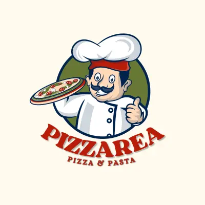 تصميم هوية بصرية (لوجو) لمطعم "PIZZAREA" للبيتزا والمكرونة.