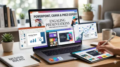 تصميم عرض تقديمي متكامل يهدف إلى عرض فكرة مشروع بطريقة بصرية