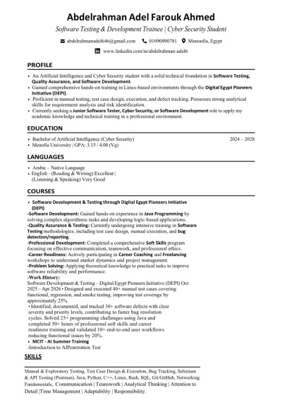 تصميم CV احترافي بنظام ATS