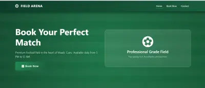 تطبيق ويب متجاوب لحجز مباريات ملعب كرة القدم الخماسي .