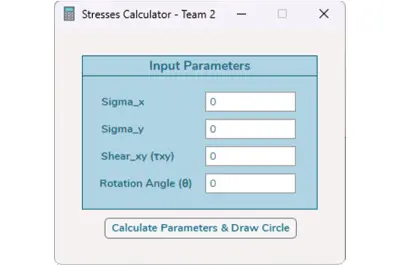 تطوير واجهة مستخدم رسومية (GUI) لبرنامج حساب الإجهادات الهندسية