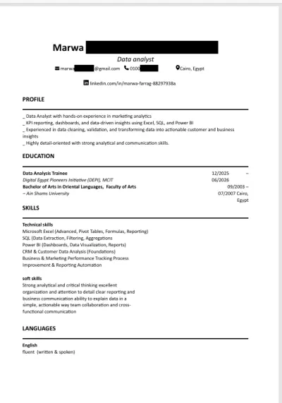 سيرة ذاتية احترافية ATS Friendly