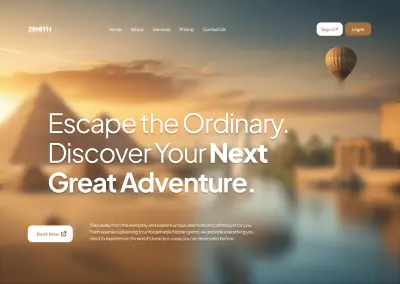 تصميم صفحة هبوط سياحية (Landing Page) عصرية بنظام حجز تفاعلي.