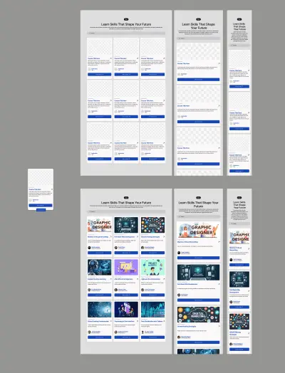 تصميم واجهة منصة تعليمية (Courses Directory) بنظام بطاقات احترافي وتصميم متجاوب