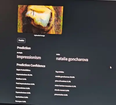 تصميم نظام لتصنيف الأعمال الفنية بالاعتماد على CNN مع Explainable AI وواجهة استخدام رسومية
