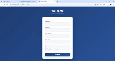 نموذج تسجيل مستخدم – واجهة أمامية