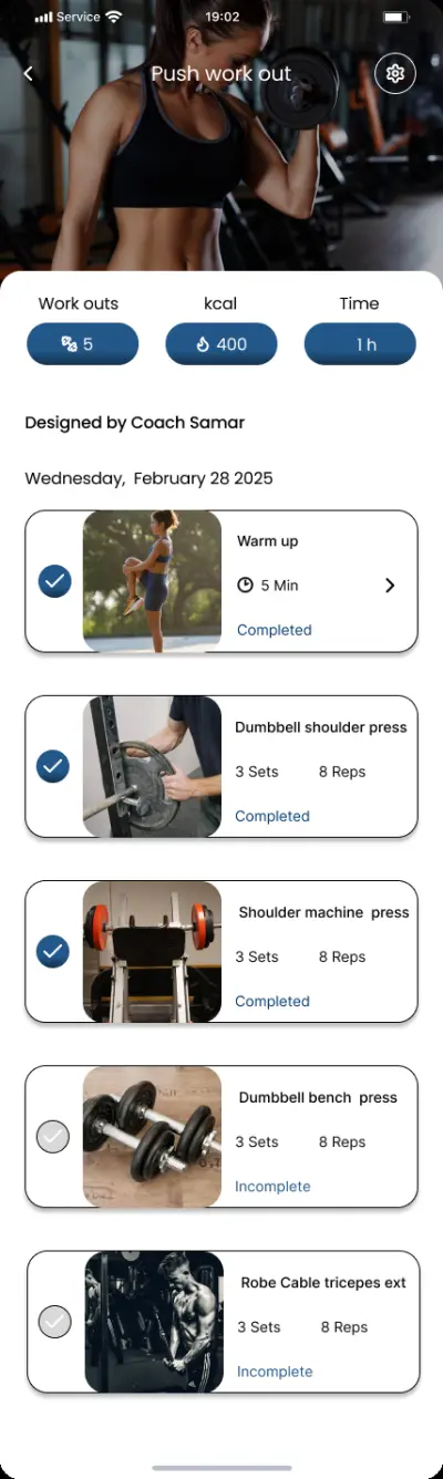 تصميم ui لتطبيق fit club gym