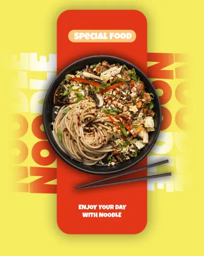 تصميم إعلان لوجبة نودلز
