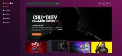 منصة ويب تفاعلية لعشّاق الألعاب بتصميم Front‑End باستخدام Next.js وReact