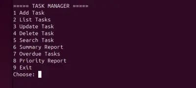 Bash Project Task Manager