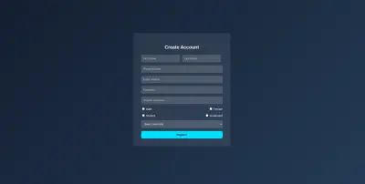 تصميم واجهة تسجيل حساب احترافية (Register Form UI)