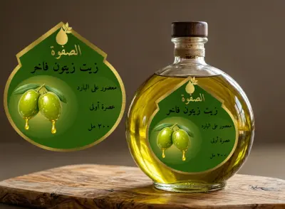 ملصق لزجاجة زيت زيتون