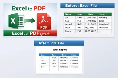 Excel to PDF Conversion / تحويل ملفات Excel إلى PDF