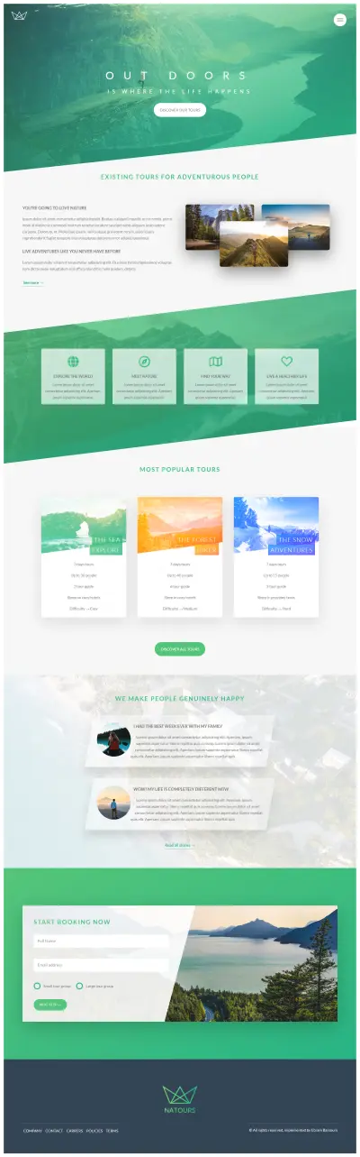Natours Landing page