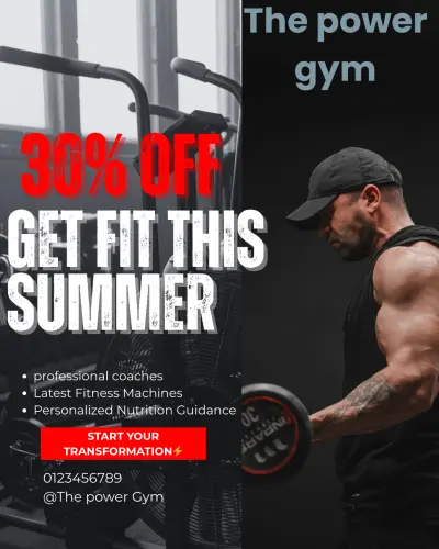 تصميم بوست ترويجي ل gym علي انستجرام