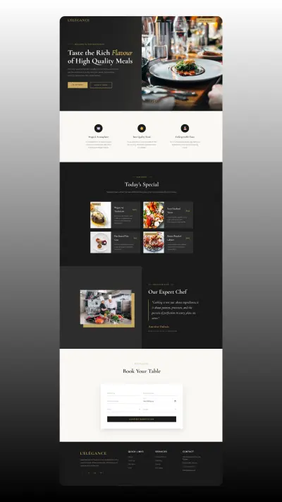 تصميم وبرمجة صفحة هبوط (Landing Page) لمطعم فاخر بتجربة مستخدم عصرية.