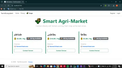 برمجة وتطوير منصة زراعية ذكية (A Smart Farm-to-Business Digital Ecosystem)