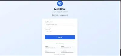 نظام إدارة مستشفى – MediCore