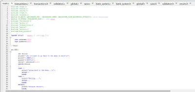 نظام بنكي كامل بلغة C