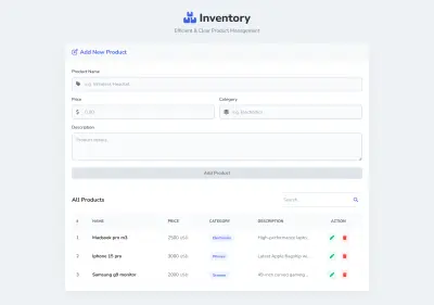 تطبيق ويب تفاعلي لإدارة المنتجات والبيانات - JavaScript