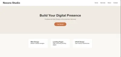 صورة العمل تصميم وتطوير موقع تعريفي لوكالة رقمية (Nexora Studio)