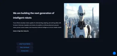 صورة العمل تصميم وتطوير صفحة هبوط تقنية لمنصة ذكاء اصطناعي وروبوتات (Future Robots)