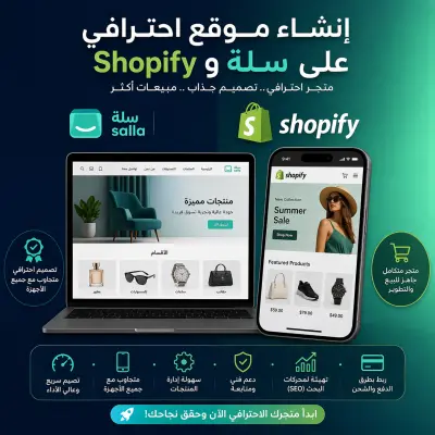 صورة العمل موقع احترافي علي منصات سله و shopify