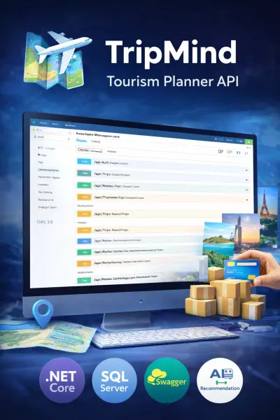قمت بتطوير نظام Backend باستخدام ASP.NET Core Web API لإدارة نظام سياحي.